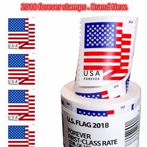9 Sealed Rolls of 2018 Flag Forever Stamps- 900 stamps 2018 Flags Forever stamps